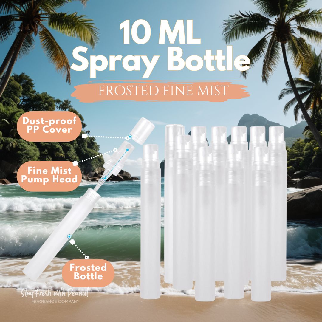 Small Mist Spray Bottle (Mini) 10 ml Frosted w/Fine Mist – Stay Fresh with Peanut