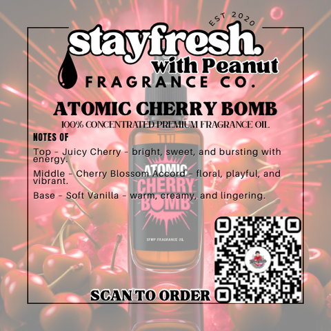 Atomic Cherry Bomb Fragrance Oil Sweet & Fruity Scent Stay Fresh with Peanut Atomic Cherry Bomb Fragrance Oil Sweet & Fruity Scent Stay Fresh with Peanut