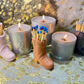 Cowboy Boot match stick holder with glitter candles
