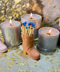 Cowboy Boot match stick holder with glitter candles