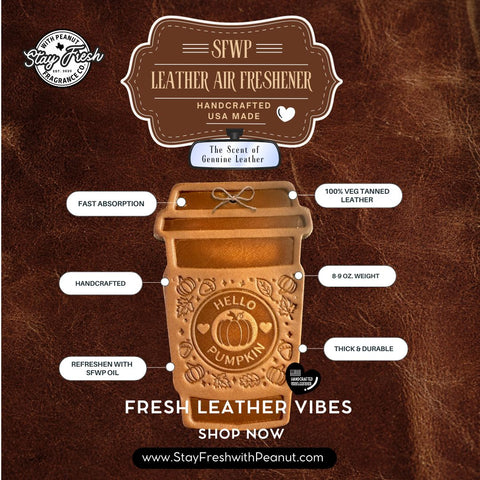 Hello Pumpkin Latte Leather Air Freshener | Unscented