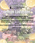Advertisement for Lemon Lavender fragrance oil by Peanut Fragrance Co. with lemon slices and lavender flowers.