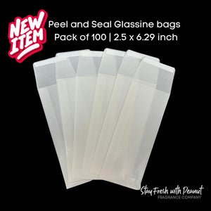 Peel and Seal Glassine bags | Pack of 100 | 2.5 x 6.29 inch