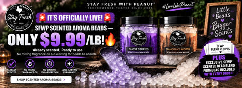 Stay Fresh With Peanut scented aroma beads only $9.99 per lb, already scented and ready to use with exclusive SFWP blend recipes included.